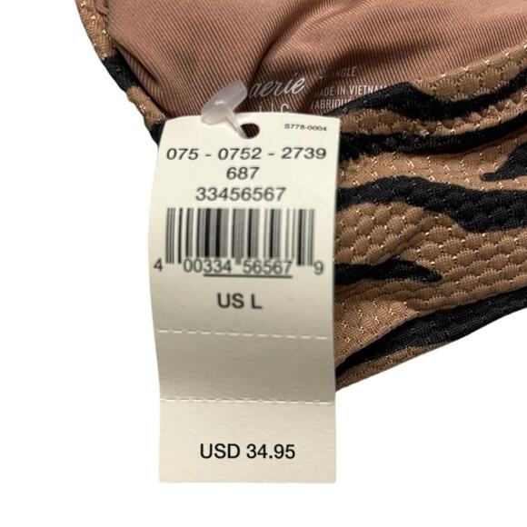 NWT Aerie Tiger Stripe Textured V-Neck Bikini Top L Large Swim - Picture 8 of 8